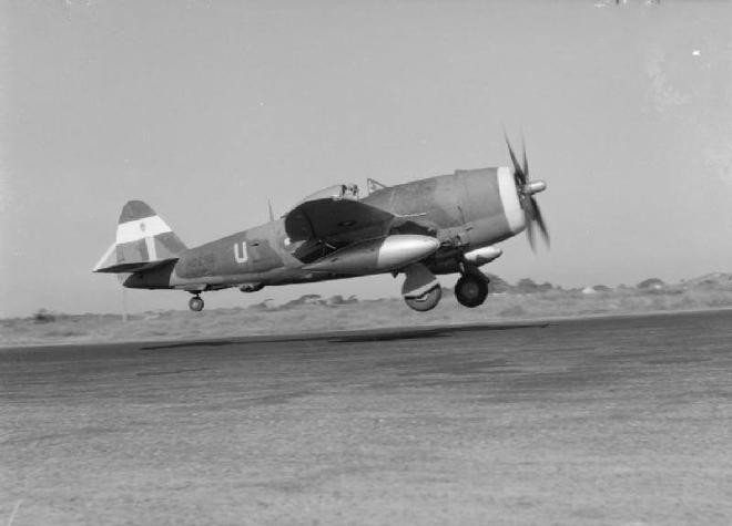 A 30 Squadron Thunderbolt II taking off from Chittagong, 1944.